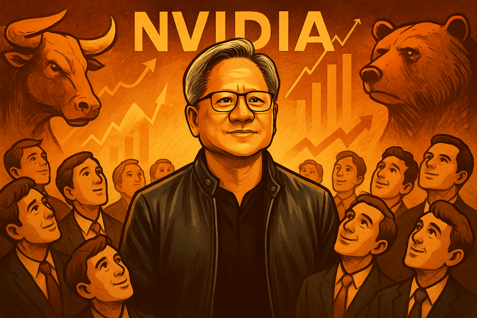 AI generated image of Huang and Nvidia stock