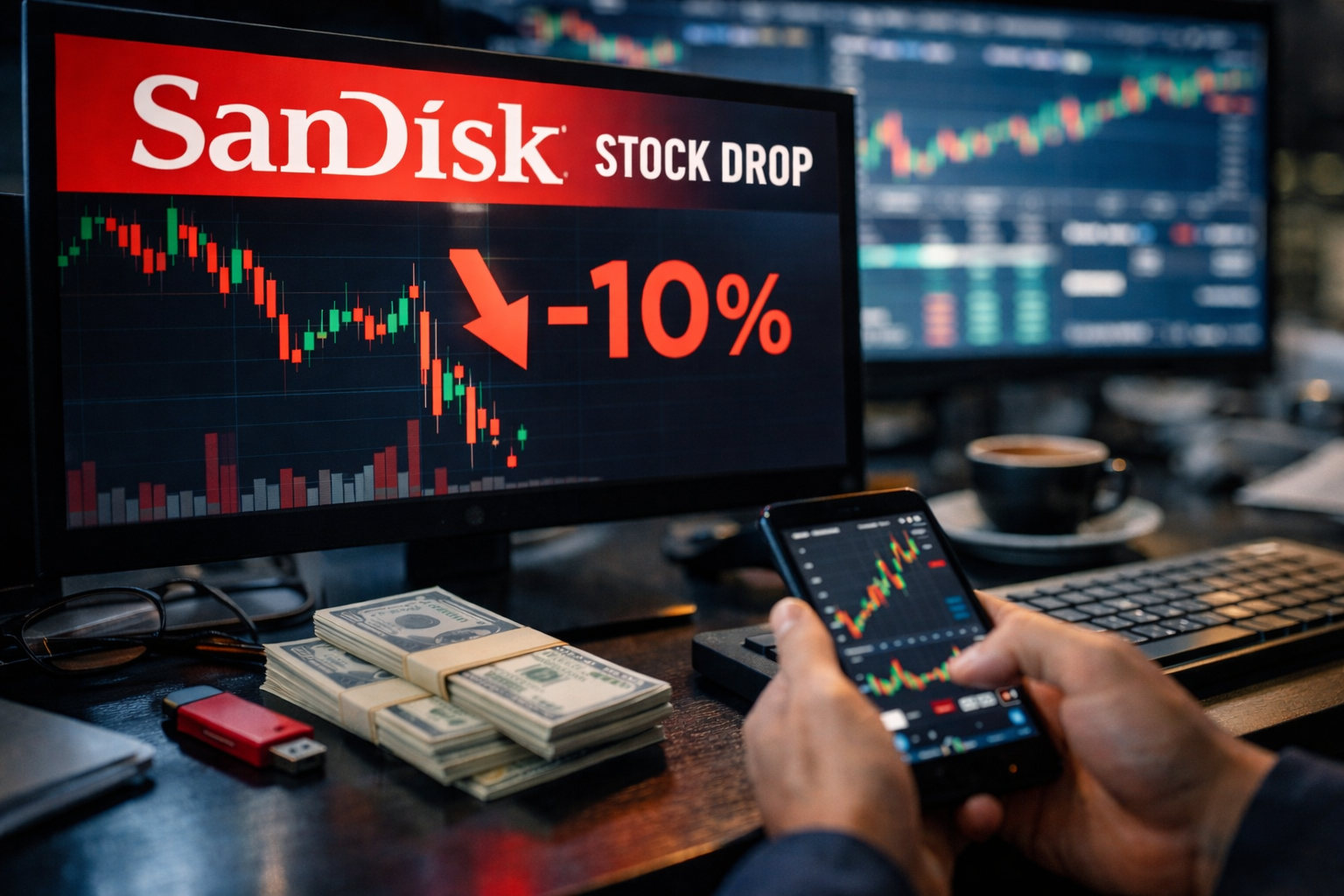 SanDisk stock slips 6% after a historic AI-driven rally as blockbuster earnings clash with profit-taking risks.