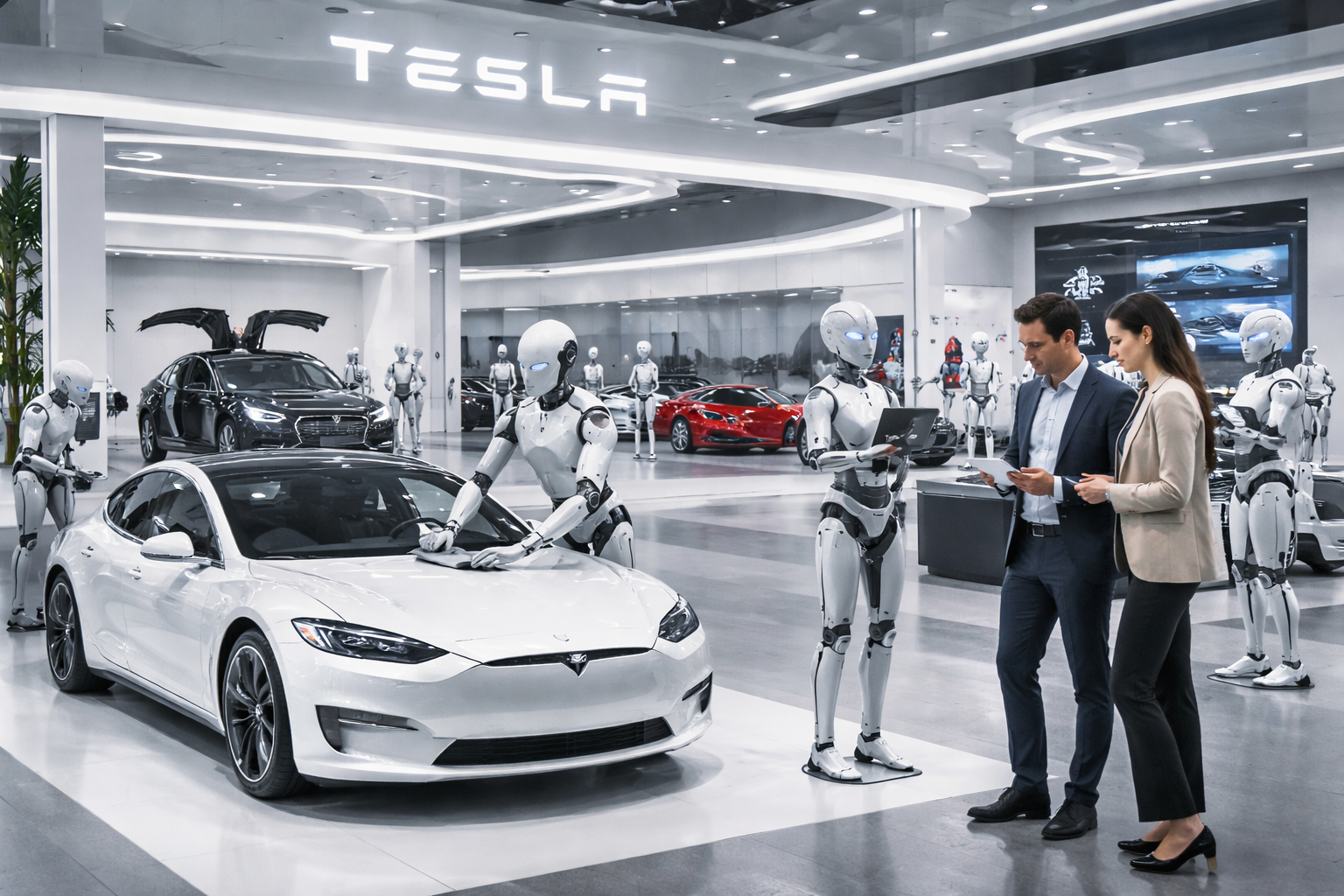 AI generated showroom for Tesla