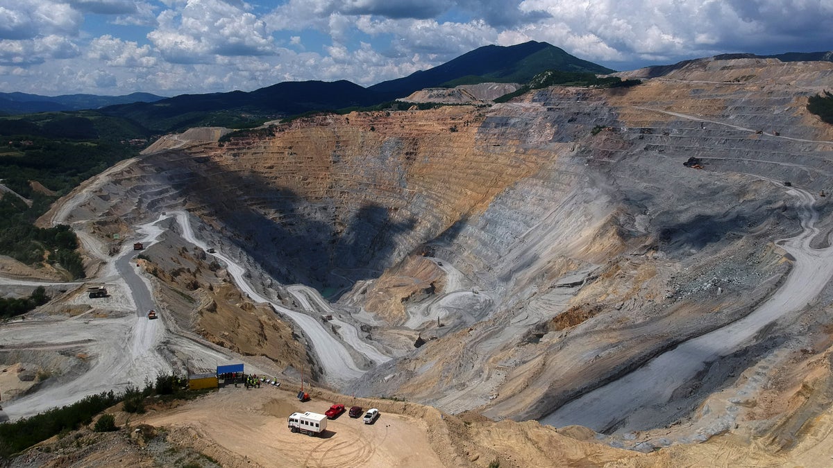 The excavated terrain of the Veliki Krivelj open pit copper mine, operated by Zijin Mining Group Co., in the Bor Region, Serbia, on Friday, June 11, 2021. Chinas Zijin Mining Group is stepping up investments in Serbia, including through acquisition of mineral resources. Photographer: Oliver Bunic/Bloomberg via Getty Images