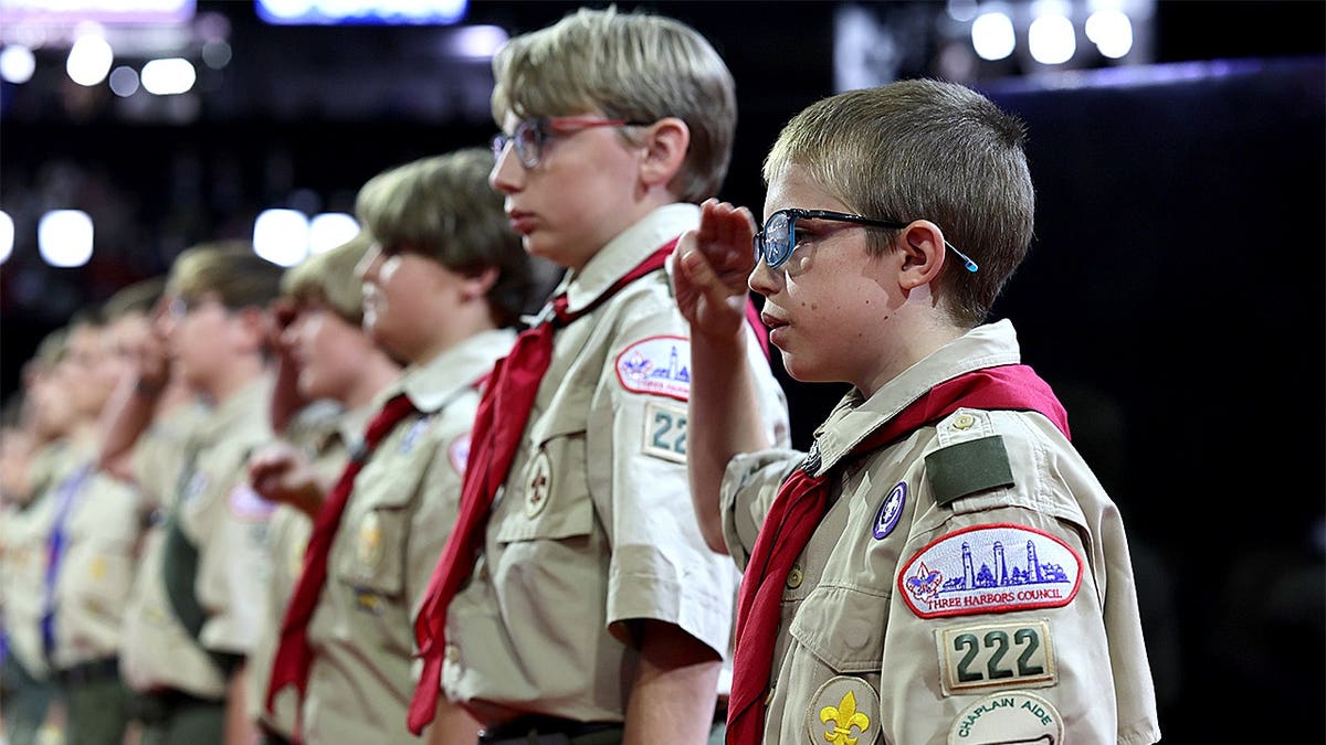 Boy Scouts standing at the Republican National Convention in Milwaukee