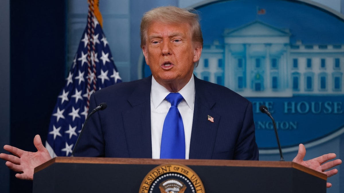 U.S. President Donald Trump speaks during a press conference in the James S. Brady Briefing Room at the White House, on June 27, 2025, in Washington D.C., following a U.S. Supreme Court ruling that limits the application of birthright citizenship. (Mehmet Eser / Middle East Images via AFP / Getty)