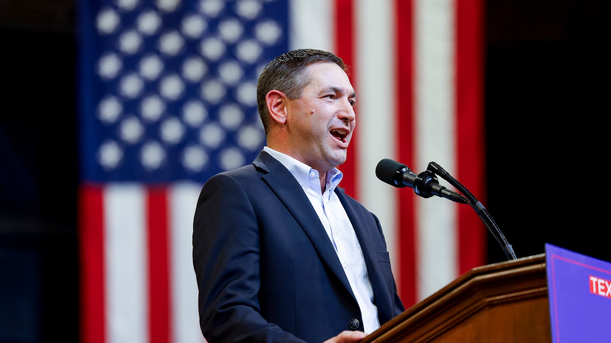 Montana Attorney General Austin Knudsen speaking at a rally in Bozeman, Montana