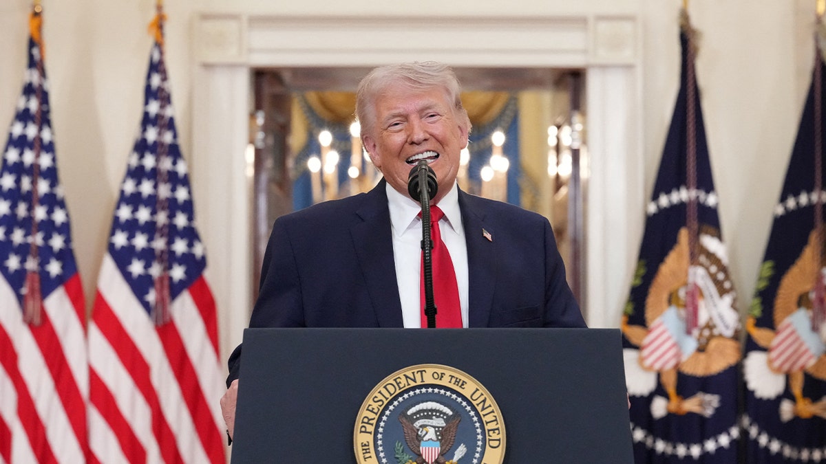 U.S. President Donald Trump delivers an address to the nation about the Iran war at the White House in Washington, D.C.,