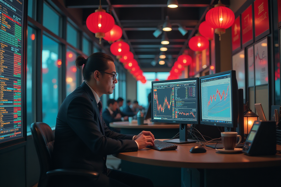 Chinese stocks slip as Trump and Xi begin talks in Beijing, with investors taking profits and watching trade, tech and Iran risks.